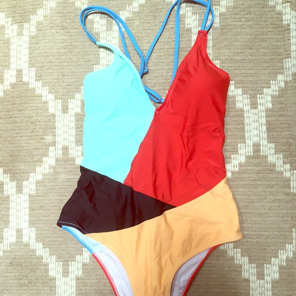Cupshe “colorblocked v-necked one piece swimsuit”